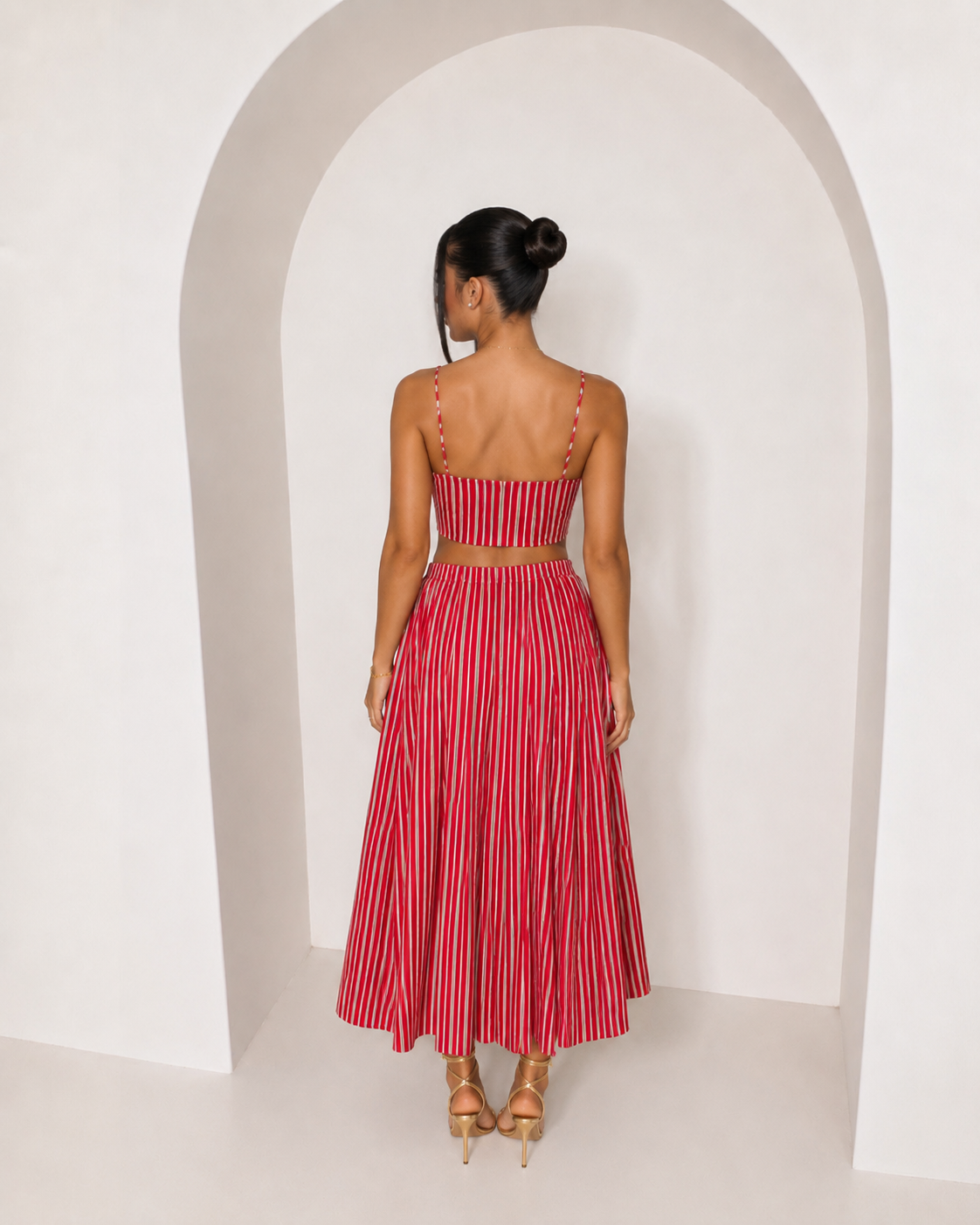 Candy Stripe Maxi Co-ord - Red/White