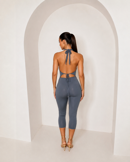 Ash Draped Plunge Backless Capri Co-ord Set
