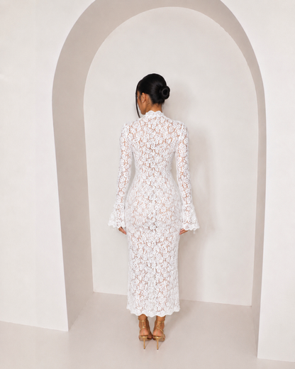 Celeste Lace Midaxi Dress - White